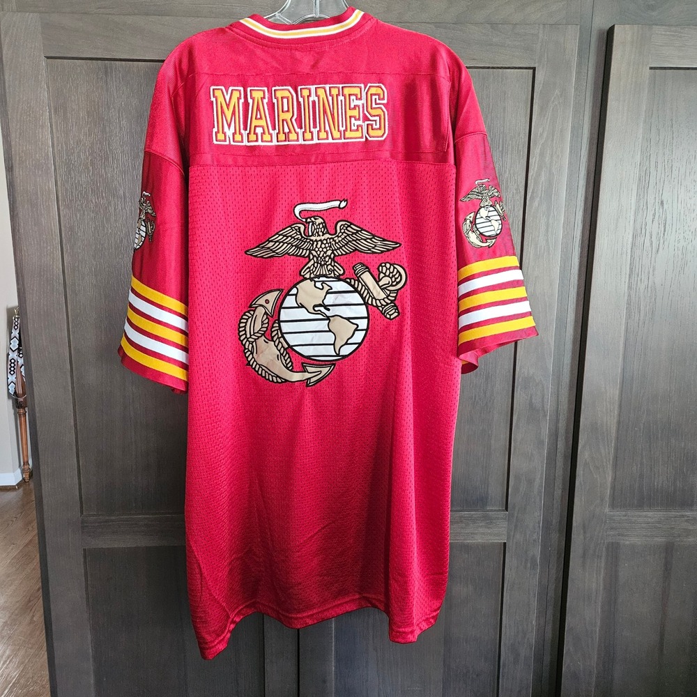 Colosseum Athletics USMC Jersey Men Large Red Embroidered Marines Football Shirt - Picture 7 of 14